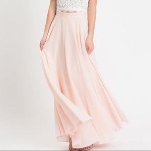 Amelia Full Pink Maxi Skirt + Lace Top
